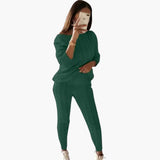 Women's Knitting Set with Long Sleeves and Elastic Waistband