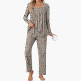 Women's Pajama Set with Long Sleeves and Star Pattern