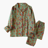 Women's Fleece Pajama Set with Bear Motif and Elastic Waistband