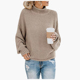 Knitted Pullover with High Collar for Women – Cozy & Stylish