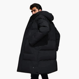 Men's Parka Jacket with Hood and Front Zipper