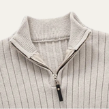 The Favignana Men's Knitted Stand Collar Ribbed Half Zip Sweater