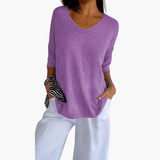 Women's V-Neck Top – Loose Summer Top for Casual Wear