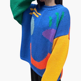 Knitted Sweater for Women - with Oversized Fit and Smiley Design