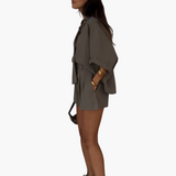 Two-Piece Set - Women's Blouse and Shorts for Summer Days