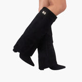 Women's Knee-High Boots with Wide Opening and Block Heel