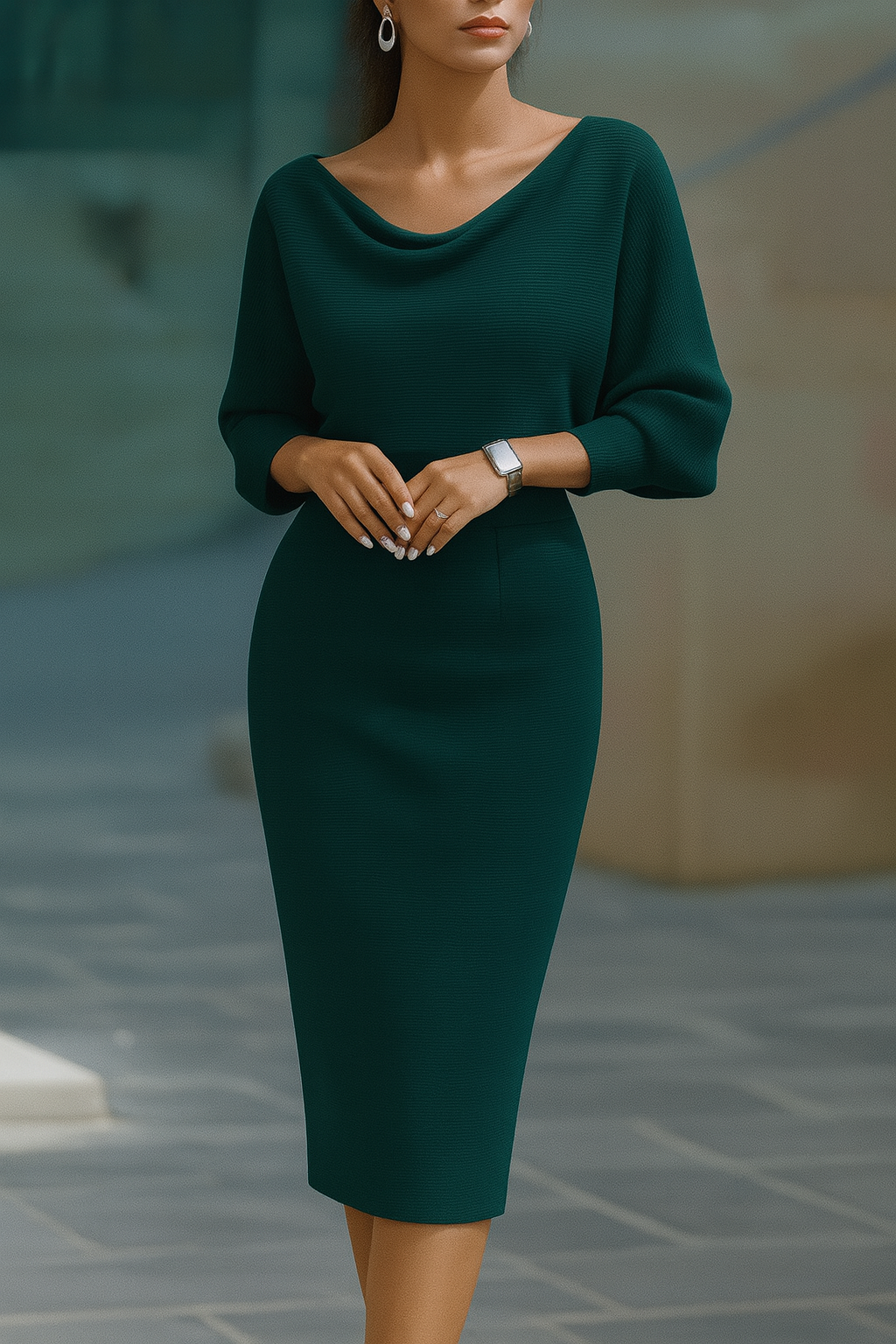 Olivia Batwing Midi Dress Green