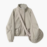 Women’s Windbreaker Jacket with Elastic Cuffs and Front Pockets