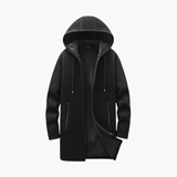Men's Hooded Jacket with Plush Lining and Front Zip Pockets