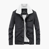 Men's Corduroy Jacket with Shearling Lining and Button Fastening
