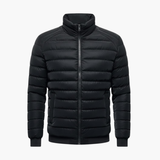 Men's Puffer Jacket with Stand Collar and Front Zipper