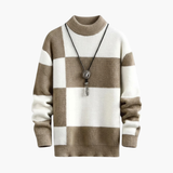 Men's Sweater with Structured Knit and Block Pattern