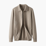 Men’s Zip Cardigan with Turn-Down Collar and Front Pockets