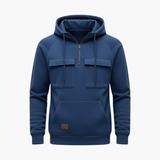 Men's Hoodie with Half-Zip and Front Pockets