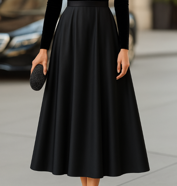 Ava Black Velvet Satin Midi Dress 2