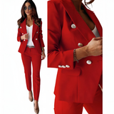 Women's Suit Set with Blazer and Straight Pants