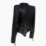 Women's Biker Jacket Black with Studs