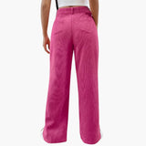 Women's Corduroy Trousers with Waistband and Wide Legs