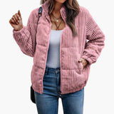 Women’s Jacket with Ribbed Surface and Zipper