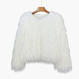 Women's Faux Fur Coat with Long Sleeves and Textured Finish