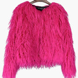 Women's Faux Fur Coat with Long Sleeves and Textured Finish