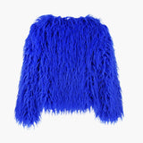 Women's Faux Fur Coat with Long Sleeves and Textured Finish