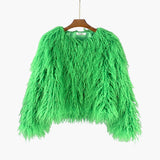 Women's Faux Fur Coat with Long Sleeves and Textured Finish