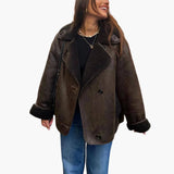 Women's Fleece Jacket with Notched Collar and Front Pockets