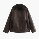 Women's Fleece Jacket with Notched Collar and Front Pockets