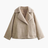 Women's Fleece Jacket with Notched Collar and Front Pockets