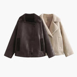 Women's Fleece Jacket with Notched Collar and Front Pockets