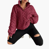 Women's Fleece Pullover with Cable Pattern
