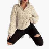Women's Fleece Pullover with Cable Pattern