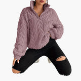 Women's Fleece Pullover with Cable Pattern