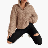 Women's Fleece Pullover with Cable Pattern
