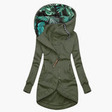 Women's Hooded Jacket with Asymmetrical Zipper and Front Pockets