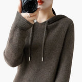 Women's Knitted Hoodie with Long Sleeves