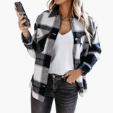 Women's Check Shirt Jacket with Collar