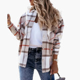Women's Check Shirt Jacket with Collar