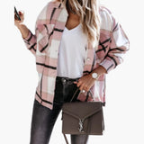 Women's Check Shirt Jacket with Collar