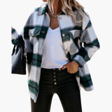 Women's Check Shirt Jacket with Collar