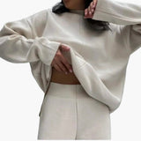 Women's Loungewear Set with Sweater and Wide Leg Pants