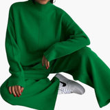 Women's Loungewear Set with Sweater and Wide Leg Pants