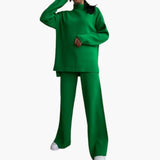 Women's Loungewear Set with Sweater and Wide Leg Pants