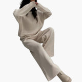 Women's Loungewear Set with Sweater and Wide Leg Pants