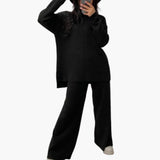 Women's Loungewear Set with Sweater and Wide Leg Pants