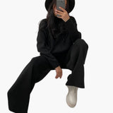 Women's Loungewear Set with Sweater and Wide Leg Pants