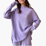 Women's Loungewear Set with Sweater and Wide Leg Pants