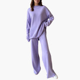Women's Loungewear Set with Sweater and Wide Leg Pants