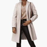 Women's Long Coat with Collar and Buttons